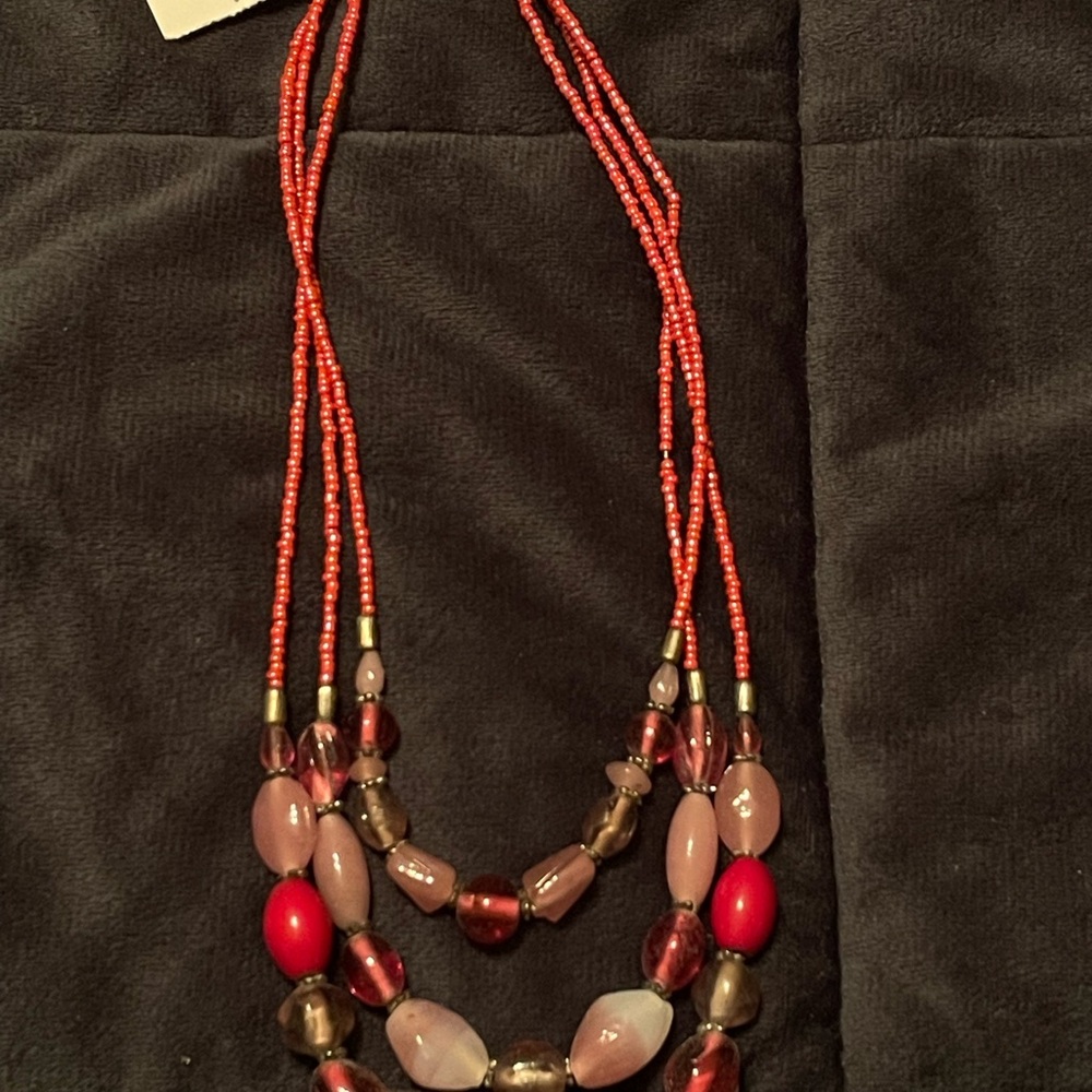 Christopher & Banks Bright Pink Beaded Necklace